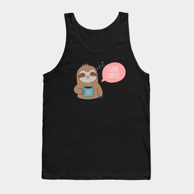 Cute Cartoon Coffee Sloth T-Shirt Tank Top by happinessinatee